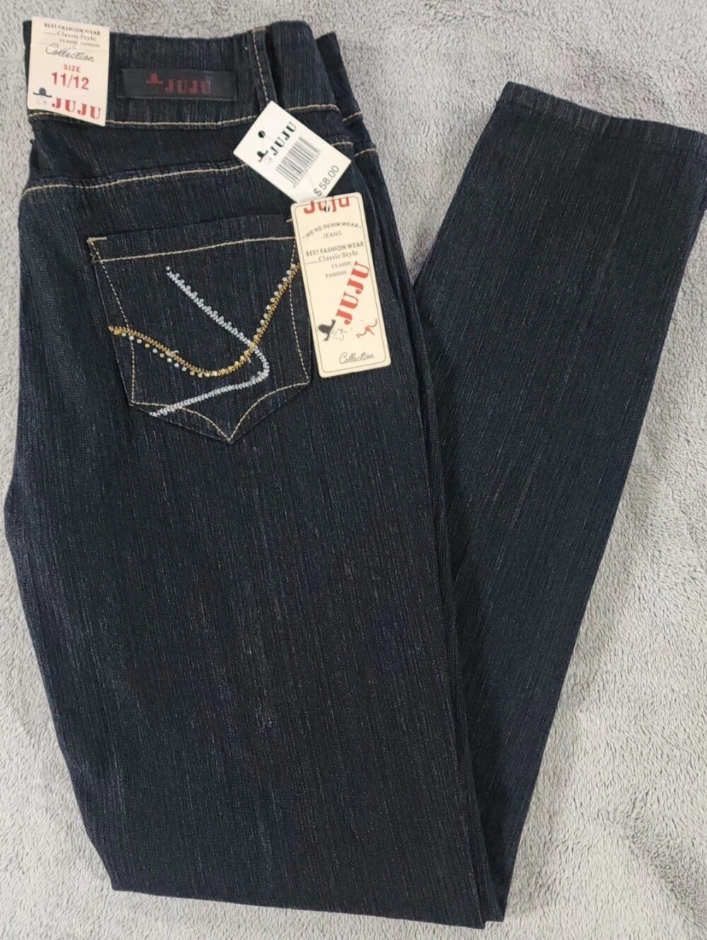 JuJu Women’s Dark Indigo Jeans with Embellished Pocket